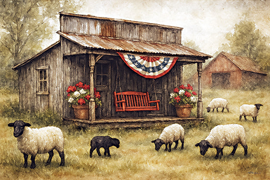 Anthony Smith ANT196 - ANT196 - Country Cottage - 18x12 farmhouse porch, sheep, rustic barn scene from Penny Lane