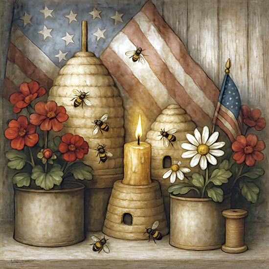 Anthony Smith ANT222 - ANT222 - Sweet Liberty - 12x12 beehives, bees, american flag, flowers from Penny Lane