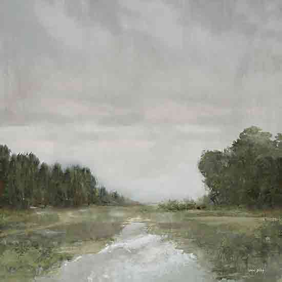 Amber Sterling AS147 - AS147 - Tranquility Trees II - 12x12 river landscape soft horizon mist water trees calm neutral tones painterly from Penny Lane