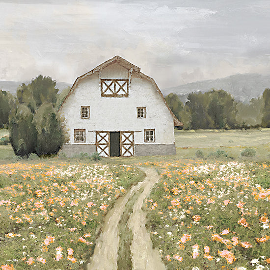 Amber Sterling AS314 - AS314 - Flower Farm - 12x12 Landscape, Farm, Barn, White Barn, Path, Wildflowers, White Wildflowers, Yellow Wildflowers, Trees, Sunny Day from Penny Lane