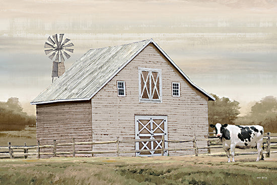 Amber Sterling AS323 - AS323 - Knotted Wood Farm - 18x12 Farm, Barn, Tan Barn, Cow, Windmill, Fence, Landscape, Trees from Penny Lane