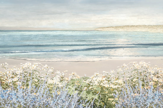 Amber Sterling AS425 - AS425 - Sand and Blooms - 18x12 beach, wildflowers, coastal blooms, pastel tones, ocean view, calm water, soft floral foreground, romantic beachscape from Penny Lane