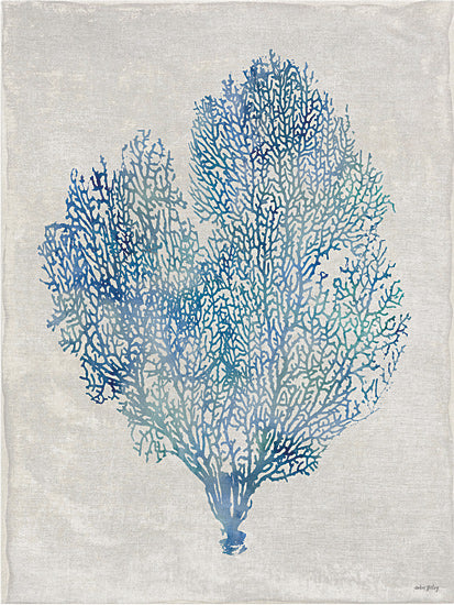 Amber Sterling AS436 - AS436 - Sea Fan - 12x16 Fan coral illustration, blue and turquoise hues, watercolor marine life, abstract ocean plant, textured botanical, reef life, light canvas from Penny Lane