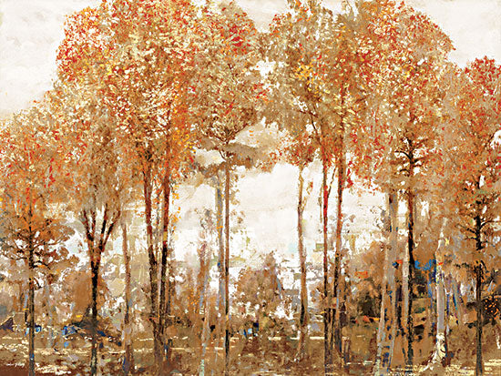 Amber Sterling AS478 - AS478 - Autumn Forest Fire of Color - 16x12 brilliant autumn trees, abstract foliage, layered brush strokes, dreamy woods, forest fantasy, bold red and orange tones, painterly texture from Penny Lane