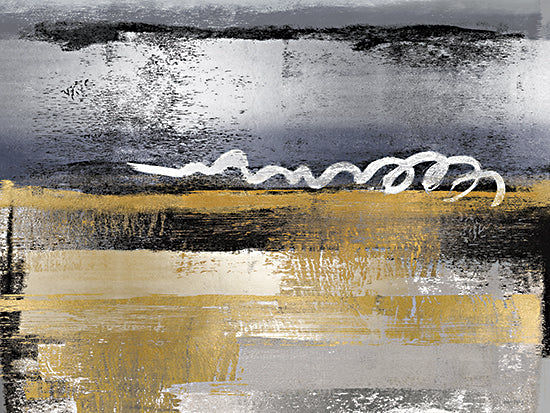 Amber Sterling AS541 - AS541 - The Mark Left Behind - 16x12 abstract landscape, gold and blue tones, modern art, textured painting, brushstroke composition, metallic highlights, abstract expressionism, moody decor from Penny Lane