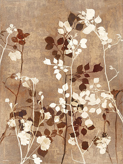 Amber Sterling AS580 - AS580 - Layered Branches - 12x16 botanical white leaves brown background layered plant silhouettes modern abstract from Penny Lane