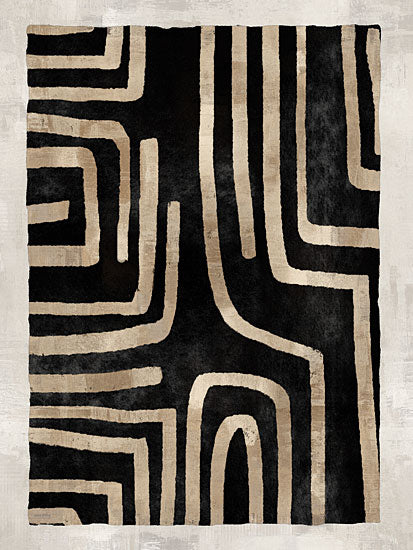 Amber Sterling AS616 - AS616 - Abstract Echo I - 12x16 modern geometric abstract black tan lines pattern bold graphic contemporary design from Penny Lane
