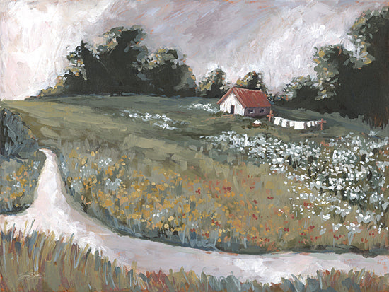 Sara Baker BAKE329 - BAKE329 - Nature Does Not Hurry - 16x12 rural home, wildflower meadow, path to cottage, country scenery, painterly landscape from Penny Lane