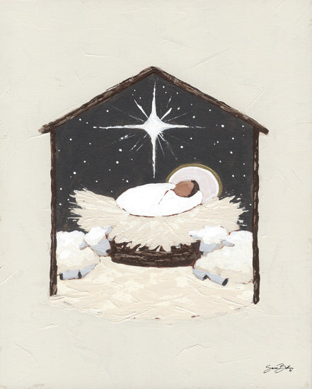 Sara Baker BAKE372 - BAKE372 - The King is Born - 12x16 nativity baby jesus manger star christmas religious minimal from Penny Lane