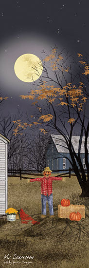 Billy Jacobs BJ1383 - BJ1383 - Mr. Scarecrow - 12x36 Fall, Farm, Scarecrow, Night, Moon, Pumpkins, Flowers, Mums, Haystack, Fence, Trees, Landscape from Penny Lane