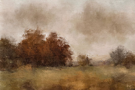 Ashley Bradley BRAD161 - BRAD161 - Fall Meadow - 18x12 abstract autumn landscape, rusty brown trees, open field, textured sky, fall tones, impressionist countryside, soft earthy palette, moody seasonal art, painterly field scene, blurred tree line, neutral rustic decor, atmospheric landscape composition from Penny Lane