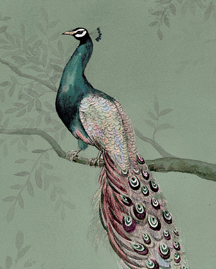 Cloverfield & Co. CC262 - CC262 - A Hundred Eyes - 12x16 Peacock, Male Peacock, Tree, Leaves, Green Background from Penny Lane