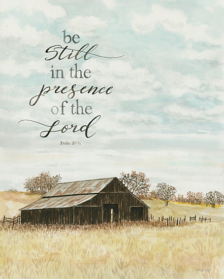 Cindy Jacobs CIN4154 - CIN4154 - Be Still - 12x16 Be still in the presence of the Lord, Psalm 37:7, scripture, barn, rustic, typography from Penny Lane