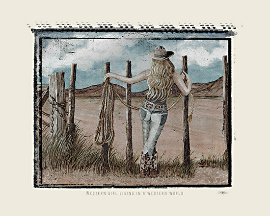 Cindy Jacobs CIN4290 - CIN4290 - Western Girl - 16x12 Western, Cowgirl, Landscape, Fence, Rope, Western Girl Living in a Western World, Typography, Signs, Textual Art from Penny Lane