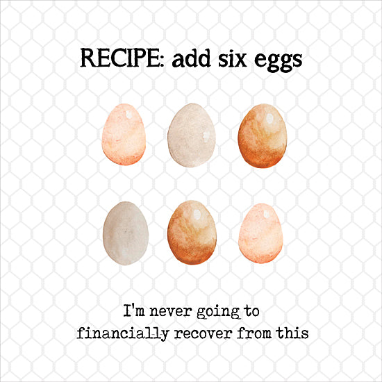 Cindy Jacobs CIN4570 - CIN4570 - Add Six Eggs - 12x12 six eggs, watercolor illustration, humor, recipe joke, typography, modern farmhouse, word art, funny kitchen art from Penny Lane