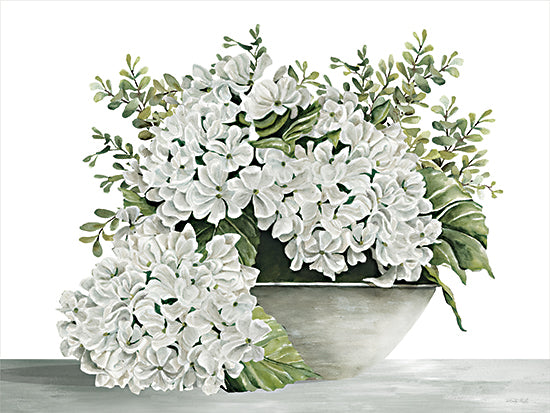 Cindy Jacobs CIN4578 - CIN4578 - Flourish of White - 16x12 White hydrangeas in bowl, botanical arrangement from Penny Lane