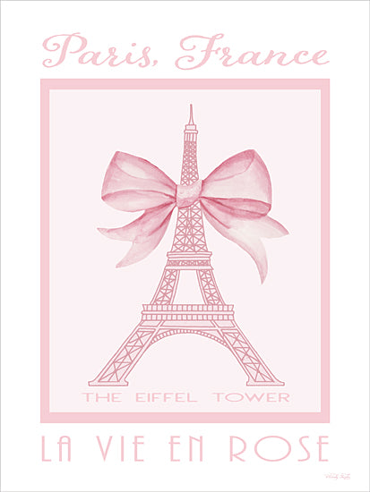 Cindy Jacobs CIN4615 - CIN4615 - Paris France - La Vie en Rose - 12x16 Paris France art, Eiffel Tower illustration, pink bow, La Vie en Rose, romantic Paris art, watercolor Eiffel Tower, feminine travel decor, Parisian aesthetic, pastel city art, French inspiration, pink themed artwork from Penny Lane