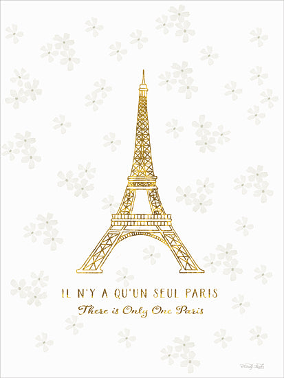 Cindy Jacobs CIN4628 - CIN4628 - Golden Eiffel - 12x16 Eiffel Tower gold illustration, Paris quote, elegant minimalism, French art, gold line Eiffel Tower, romantic travel decor, pastel background, inspirational Paris design from Penny Lane