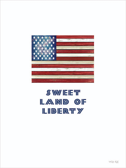 Cindy Jacobs CIN4676 - CIN4676 - Sweet Land of Liberty Flag - 12x16 American flag, rustic USA flag, sweet land of liberty text, patriotic wall art, Independence Day print, vintage Americana, red white blue stripes from Penny Lane