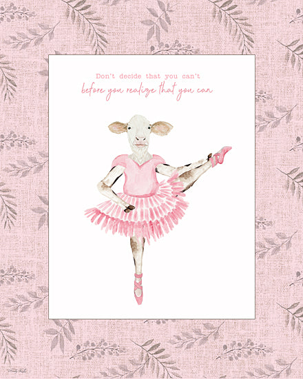 Cindy Jacobs CIN4749 - CIN4749 - You Can - 12x16 Inspirational animal art, cow ballerina, pink tutu, motivational quote, children’s wall art, whimsical nursery decor from Penny Lane