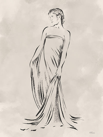 Cat Thurman Designs CTD286 - CTD286 - Standing Woman Sketch - 12x16 Woman, Dress, Fashion, Sketch, Drawing Print from Penny Lane