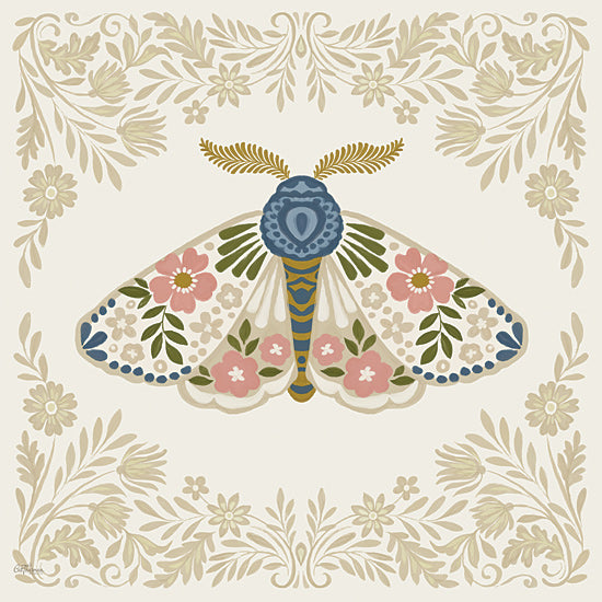 Cat Thurman Designs CTD288 - CTD288 - Folkloric Moth 1 - 12x12 Moth, Folk Art, Flowers, Greenery, Patterned from Penny Lane