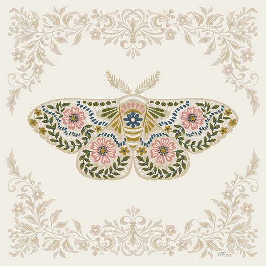 Cat Thurman Designs CTD289 - CTD289 - Folkloric Moth 2 - 12x12 Moth, Folk Art, Flowers, Greenery, Patterned from Penny Lane