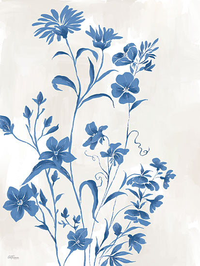 Cat Thurman Designs CTD373 - CTD373 - Delicate Blue Floral - 12x16 cardinal wreath, holiday bird decor, red cardinal art, winter berries, evergreen leaves, Christmas seasonal wreath painting from Penny Lane