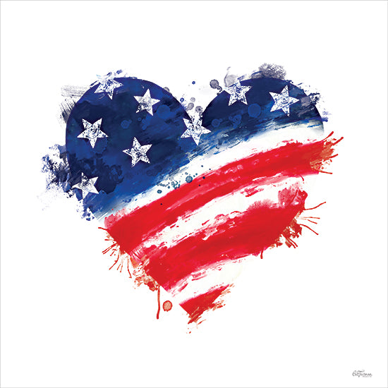 Cat Thurman Designs CTD439 - CTD439 - Stars & Stripe Heart - 12x12 patriotic heart, american flag heart, usa stars and stripes, abstract patriotic artwork, red white blue art, americana heart design from Penny Lane