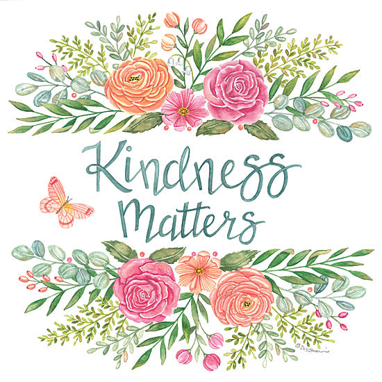 Deb Strain DS2343 - DS2343 - Kindness Matters - 12x12 Inspirational, Kindness Matters, Typography, Signs, Textual Art, Flowers, Greenery, Leaves, Butterfly, Spring from Penny Lane