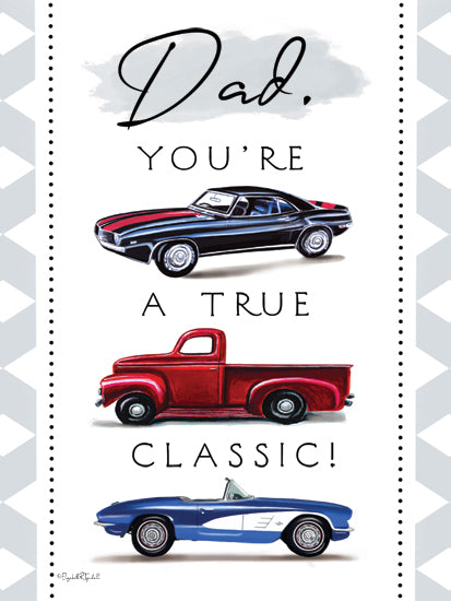 Elizabeth Tyndall ET404 - ET404 - Dad, You're a True Classic - 12x16 Father's Day, Inspirational, Cars, Dad, You're a True Classic, Typography, Signs, Textual Art, Pattern from Penny Lane