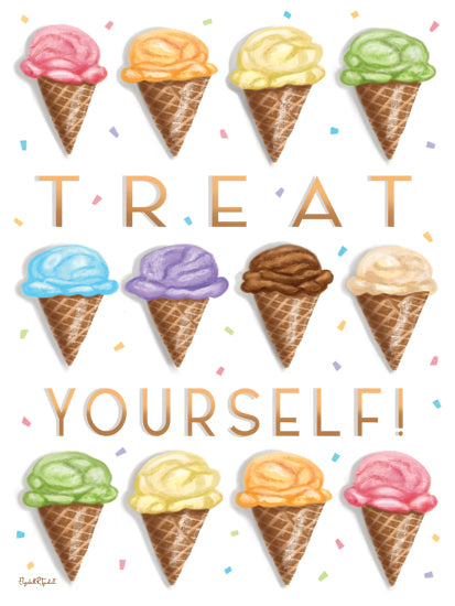 Elizabeth Tyndall ET419 - ET419 - Treat Yourself Ice Cream - 12x16 Inspirational, Ice Cream Cones, Treat Yourself, Typography, Signs, Textual Art, Kitchen from Penny Lane