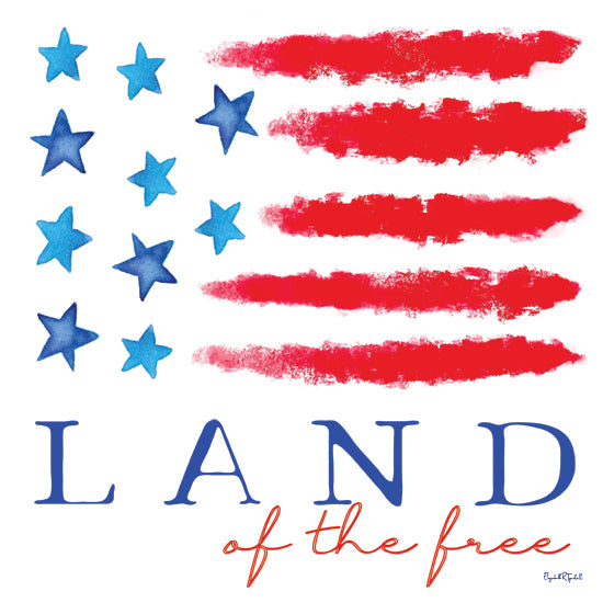 Elizabeth Tyndall ET421 - ET421 - Land of the Free - 12x12 Patriotic, Independence Day, Stars, Stripes, Land of the Free, Typography, Signs, Textual Art, Red, White & Blue from Penny Lane