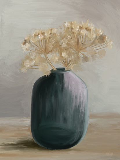 House Fenway FEN859 - FEN859 - Dried Blooms in Blue - 12x16 teal green vase, dried flower stems, delicate composition, soft texture painting, pastel tones, elegant home decor from Penny Lane