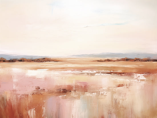 Heidi Kuntz HK269 - HK269 - Tranquil Horizon    - 16x12 abstract landscape, pink and orange tones, dreamy horizon, contemporary art, textured brush strokes, serene scenery from Penny Lane