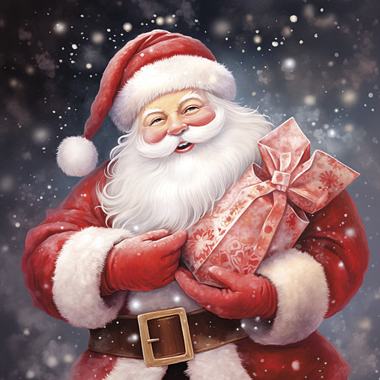 Heidi Kuntz HK293 - HK293 - Present for You Santa  - 12x12 Santa Claus illustration, Christmas holiday art, Santa holding gift, festive seasonal character, holiday cheer from Penny Lane