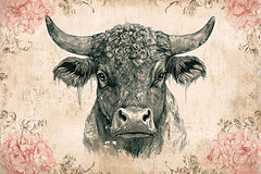 HK406 - Antique Floral Cow I     - 18x12