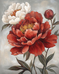 HK620 - Crimson and Cream Peonies II - 12x16