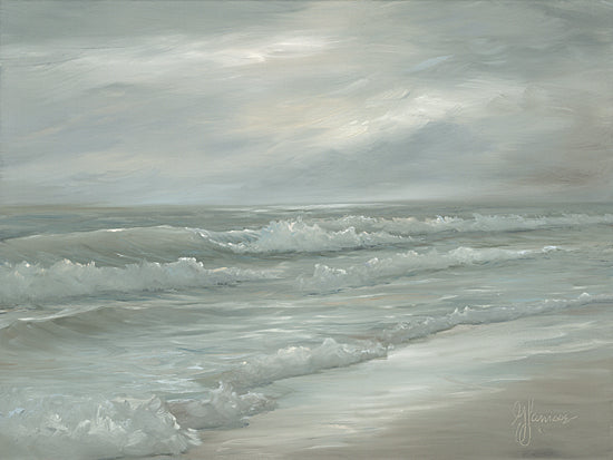 Georgia Janisse JAN361 - JAN361 - North Beach - 16x12 mint ocean waves, minimalist seascape, soft aqua water, rolling surf, tranquil beach scene, calming coastal painting, monochromatic seaside palette, gentle waves, serene shoreline, airy horizon, peaceful ocean art, painterly texture from Penny Lane