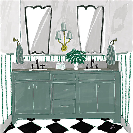 Jessica Mingo JM680 - JM680 - Whimsical Washroom I - 12x12 ocean waves, coastal seascape, beach scene, soft colors, painterly from Penny Lane