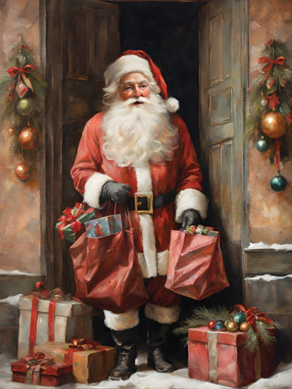 Jo Moulton JO193 - JO193 - Santa's Gifts    - 12x16 Santa Claus, Christmas gifts, festive doorway, holiday presents, Christmas decorations, jolly Santa, holiday cheer from Penny Lane