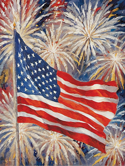 Jo Moulton JO338 - JO338 - Freedom Skies - 12x16 American flag, fireworks, Independence Day, 4th of July, patriotic celebration, stars and stripes, night sky, national holiday from Penny Lane