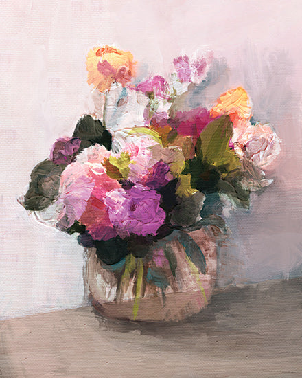 Kamdon Kreations KAM1030 - KAM1030 - Brightly Go Bloom - 12x16 colorful floral bouquet, bright flowers, pink, purple, orange blooms, vase arrangement, painterly, expressive brush strokes, abstract floral, contemporary, decorative, feminine, cheerful, modern still life from Penny Lane