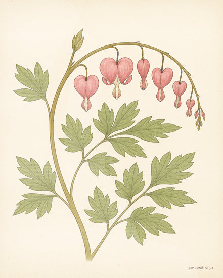 Kamdon Kreations KAM1102 - KAM1102 - Bleeding Hearts Botanical - 12x16 botanical, floral, greenery, leaves, bleeding heart, pink flowers, stem, vintage, decorative, watercolor, pink from Penny Lane