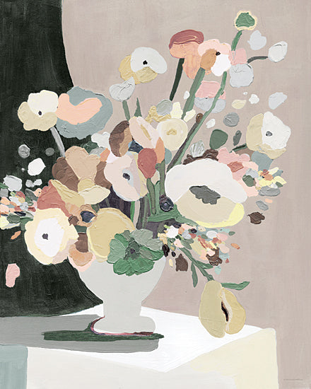 Kamdon Kreations KAM712 - KAM712 - Slice of Tan    - 12x16 Abstract floral arrangement, pastel colors, modern painting, textured brush strokes, contemporary still life, artistic bouquet from Penny Lane