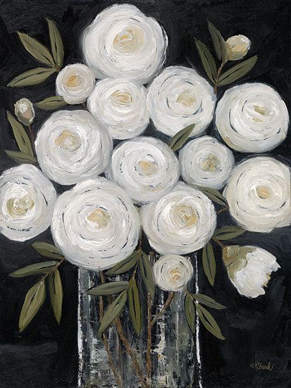 Kate Sherrill KS213 - KS213 - Blossom Bliss - 12x16 white flowers arrangement, vase, neutral tones, painterly floral from Penny Lane