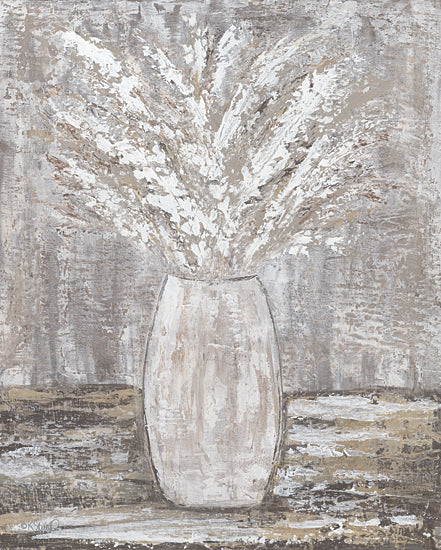 Kate Sherrill KS261 - KS261 - Wild Grasses 2    - 12x16 white grasses, rustic vase, textured abstract botanical, earthy colors, neutral rustic farmhouse still life from Penny Lane