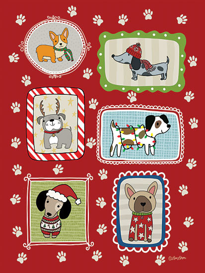 Lisa Larson LAR736 - LAR736 - Holiday Hounds - 12x16 christmas dogs illustration, pets in sweaters, festive pattern from Penny Lane