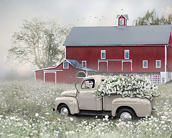 Lori Deiter LD3452 - LD3452 - Bloom by Bloom   - 16x12 red barn truck flowers, spring farm landscape from Penny Lane