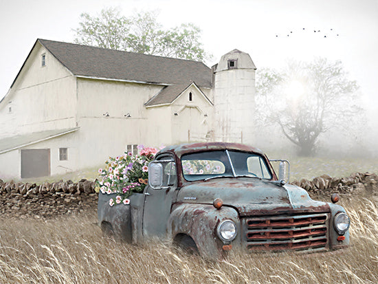 Lori Deiter LD3519 - LD3519 - Full of Flowers   - 16x12 landscape, botanical, rural, floral, greenery, trees, rusty truck, barn, silo, field, wildflowers, misty, vintage, moody, photography, neutral from Penny Lane